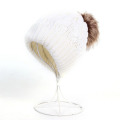 Mulheres Mens Fake Fur Bola Cap POM POM De Malha Gorros Grosso Hat (HW100)